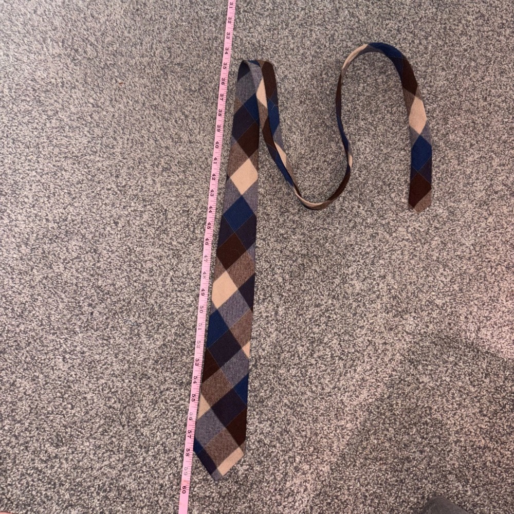 Cambridge Classics Tie Mens OS Brown Blue Excellent Argyle Lambswool Scotland